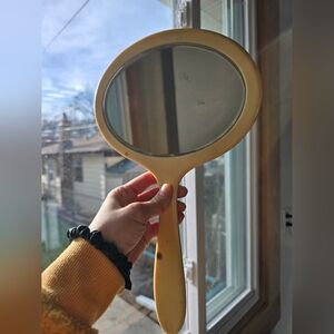 Antique Hand Mirror With Initials Inscription